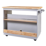 Bybafun Gray Mdf Base with Wood Top Rolling Kitchen Cart (21.7-in x 43.3-in x 35.6-in)