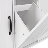Bybafun White Mdf Base with Mdf Wood Top Rolling Kitchen Cart (20.6-in x 51-in x 35-in)