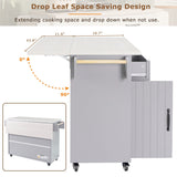 Bybafun Gray Mdf Base with Mdf Wood Top Rolling Kitchen Cart (20.6-in x 51-in x 35-in)