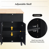 Bybafun Black Mdf Base with Wood Top Rolling Kitchen Island (29.5-in x 50.3-in x 36.6-in)