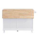 Bybafun White Mdf Base with Wood Top Rolling Kitchen Island (29.5-in x 50.3-in x 36.6-in)
