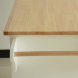Bybafun White Mdf Base with Wood Top Rolling Kitchen Island (18.1-in x 53.9-in x 35-in)