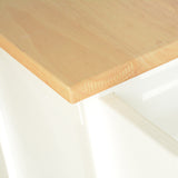 Bybafun White Mdf Base with Wood Top Rolling Kitchen Island (18.1-in x 53.9-in x 35-in)