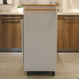 Bybafun White Mdf Base with Wood Top Rolling Kitchen Island (18.1-in x 53.9-in x 35-in)