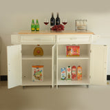 Bybafun White Mdf Base with Wood Top Rolling Kitchen Island (18.1-in x 53.9-in x 35-in)