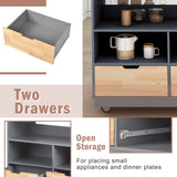 Bybafun Gray Mdf Base with Wood Top Rolling Kitchen Cart (21.7-in x 43.3-in x 35.6-in)