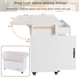 Bybafun White Mdf Base with Mdf Wood Top Rolling Kitchen Cart (20.6-in x 51-in x 35-in)