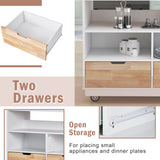 Bybafun White Mdf Base with Wood Top Rolling Kitchen Cart (21.7-in x 43.3-in x 35.6-in)
