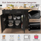 Bybafun Black Mdf Base with Mdf Wood Top Rolling Kitchen Island (29.5-in x 46-in x 37-in)