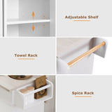 Bybafun White Mdf Base with Mdf Wood Top Rolling Kitchen Cart (20.6-in x 51-in x 35-in)