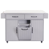 Bybafun Gray Mdf Base with Mdf Wood Top Rolling Kitchen Cart (20.6-in x 51-in x 35-in)
