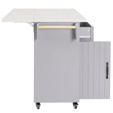 Bybafun Gray Mdf Base with Mdf Wood Top Rolling Kitchen Cart (20.6-in x 51-in x 35-in)