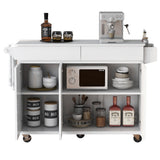 Bybafun White Mdf Base with Mdf Wood Top Rolling Kitchen Island (27.6-in x 53.2-in x 36.3-in)