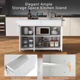 Bybafun White Mdf Base with Mdf Wood Top Rolling Kitchen Island (27.6-in x 53.2-in x 36.3-in)