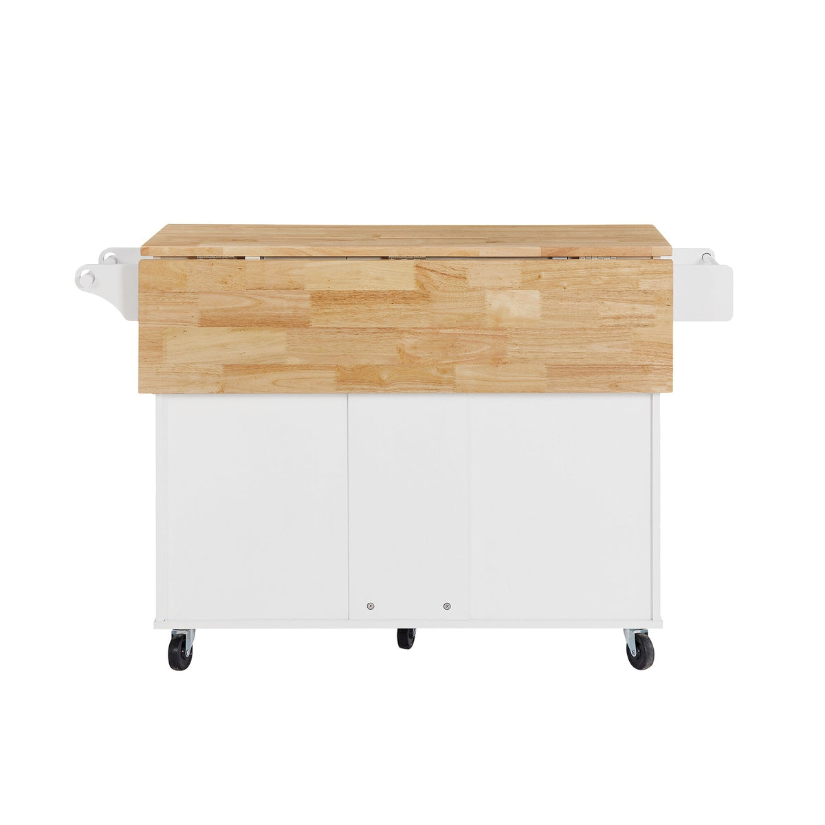 Bybafun White Mdf Base with Mdf Wood Top Rolling Kitchen Island (18.1-in x 53.8-in x 35.5-in)
