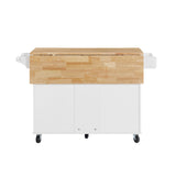 Bybafun White Mdf Base with Mdf Wood Top Rolling Kitchen Island (18.1-in x 53.8-in x 35.5-in)