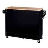 Bybafun Black Mdf Base with Wood Top Rolling Kitchen Island (17-in x 50-in x 36.9-in)