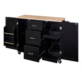 Bybafun Black Mdf Base with Wood Top Rolling Kitchen Island (17-in x 50-in x 36.9-in)