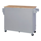Bybafun Gray Mdf Base with Wood Top Rolling Kitchen Island (17-in x 50-in x 36.9-in)