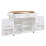Bybafun White Mdf Base with Wood Top Rolling Kitchen Island (25.7-in x 39-in x 34-in)