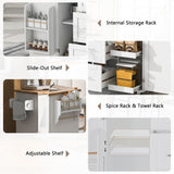 Bybafun White Mdf Base with Wood Top Rolling Kitchen Island (17-in x 50-in x 36.9-in)