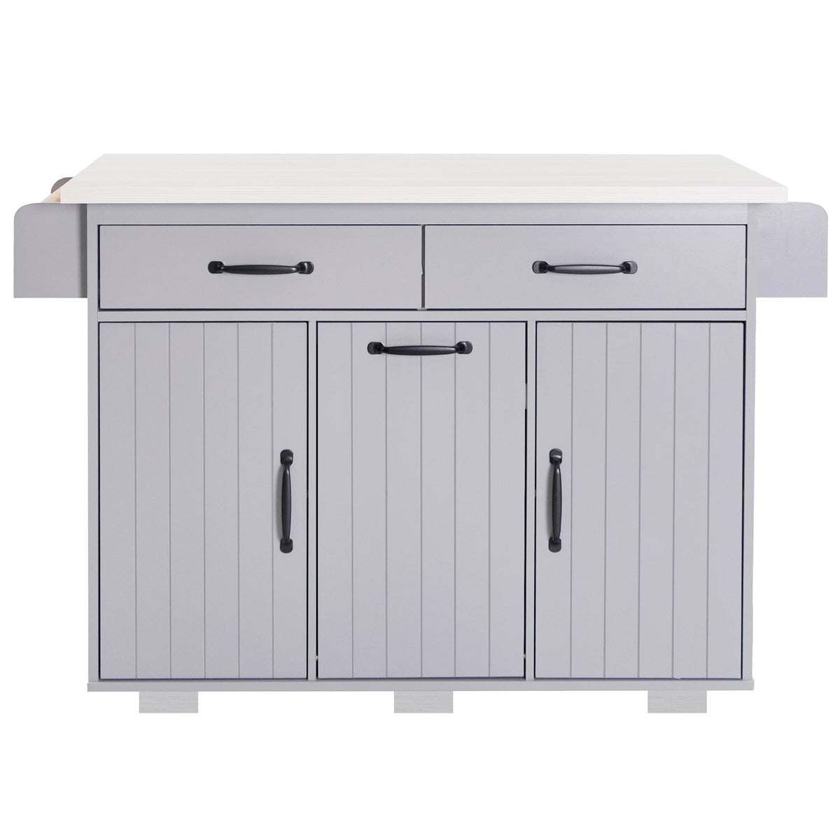 Bybafun Gray Mdf Base with Mdf Wood Top Rolling Kitchen Cart (20.6-in x 51-in x 35-in)