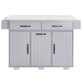 Bybafun Gray Mdf Base with Mdf Wood Top Rolling Kitchen Cart (20.6-in x 51-in x 35-in)