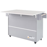 Bybafun Gray Mdf Base with Mdf Wood Top Rolling Kitchen Cart (20.6-in x 51-in x 35-in)