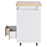 Bybafun White Mdf Base with Wood Top Rolling Kitchen Cart (21.7-in x 43.3-in x 35.6-in)