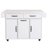 Bybafun White Mdf Base with Mdf Wood Top Rolling Kitchen Cart (20.6-in x 51-in x 35-in)