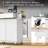 Bybafun White Mdf Base with Mdf Wood Top Rolling Kitchen Island (27.6-in x 53.2-in x 36.3-in)