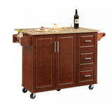 Bybafun Brown Mdf Base with Mdf Wood Top Rolling Kitchen Island (18.1-in x 53.8-in x 35.5-in)