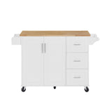 Bybafun White Mdf Base with Mdf Wood Top Rolling Kitchen Island (18.1-in x 53.8-in x 35.5-in)