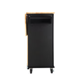 Bybafun Black Mdf Base with Wood Top Rolling Kitchen Island (30-in x 53.9-in x 36.2-in)