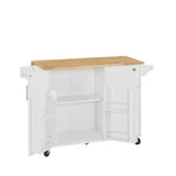 Bybafun White Mdf Base with Mdf Wood Top Rolling Kitchen Island (18.1-in x 53.8-in x 35.5-in)