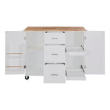 Bybafun White Mdf Base with Wood Top Rolling Kitchen Island (17-in x 50-in x 36.9-in)