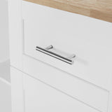 Bybafun White Mdf Base with Wood Top Rolling Kitchen Island (17-in x 50-in x 36.9-in)