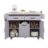Bybafun Gray Mdf Base with Mdf Wood Top Rolling Kitchen Cart (20.6-in x 51-in x 35-in)