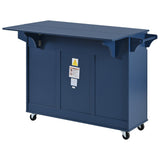 Bybafun Blue Mdf Base with Mdf Wood Top Rolling Kitchen Island (27.6-in x 53.2-in x 36.3-in)