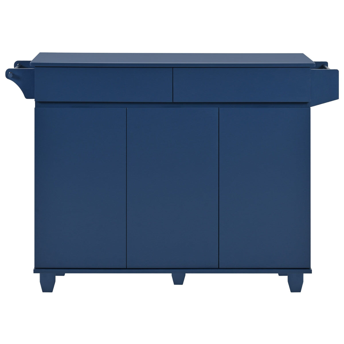 Bybafun Blue Mdf Base with Mdf Wood Top Rolling Kitchen Island (27.6-in x 53.2-in x 36.3-in)