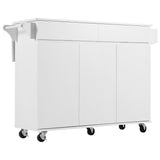 Bybafun White Mdf Base with Mdf Wood Top Rolling Kitchen Island (27.6-in x 53.2-in x 36.3-in)