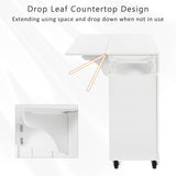 Bybafun White Mdf Base with Mdf Wood Top Rolling Kitchen Island (27.6-in x 53.2-in x 36.3-in)