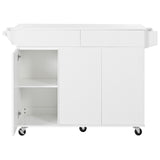 Bybafun White Mdf Base with Mdf Wood Top Rolling Kitchen Island (27.6-in x 53.2-in x 36.3-in)