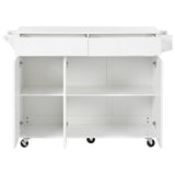 Bybafun White Mdf Base with Mdf Wood Top Rolling Kitchen Island (27.6-in x 53.2-in x 36.3-in)