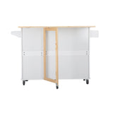 Bybafun White Mdf Base with Wood Top Rolling Kitchen Island (30-in x 53.9-in x 36.2-in)