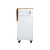 Bybafun White Mdf Base with Wood Top Rolling Kitchen Island (30-in x 53.9-in x 36.2-in)