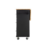 Bybafun Black Mdf Base with Wood Top Rolling Kitchen Island (30-in x 53.9-in x 36.2-in)