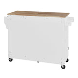 Bybafun White Mdf Base with Wood Top Rolling Kitchen Island (17-in x 50-in x 36.9-in)