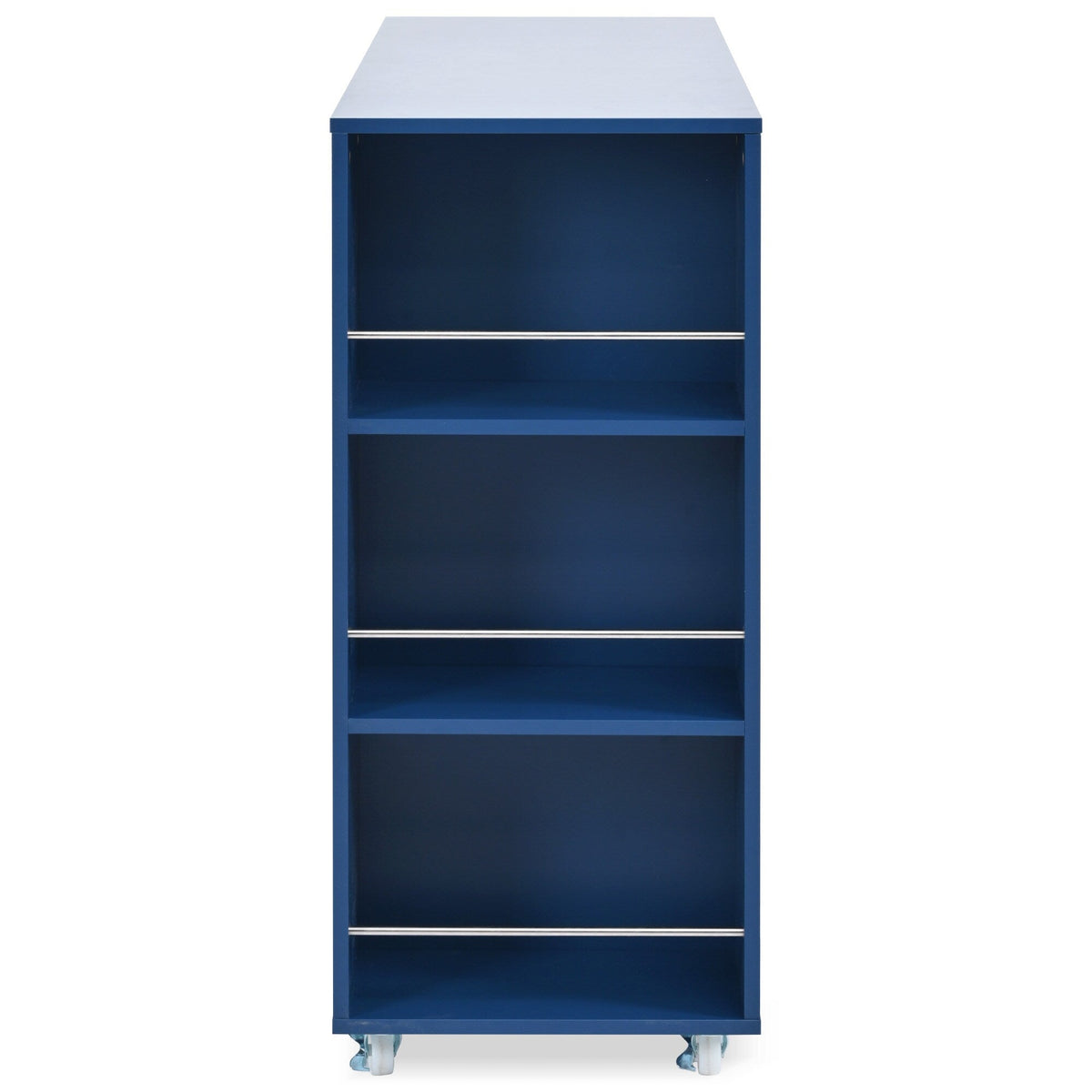 Bybafun Blue Mdf Base with Mdf Wood Top Rolling Kitchen Island (15.8-in x 56.3-in x 37.1-in)