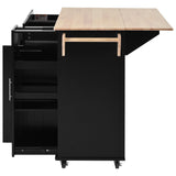 Bybafun Black Mdf Base with Mdf Wood Top Rolling Kitchen Island (29.5-in x 46-in x 37-in)